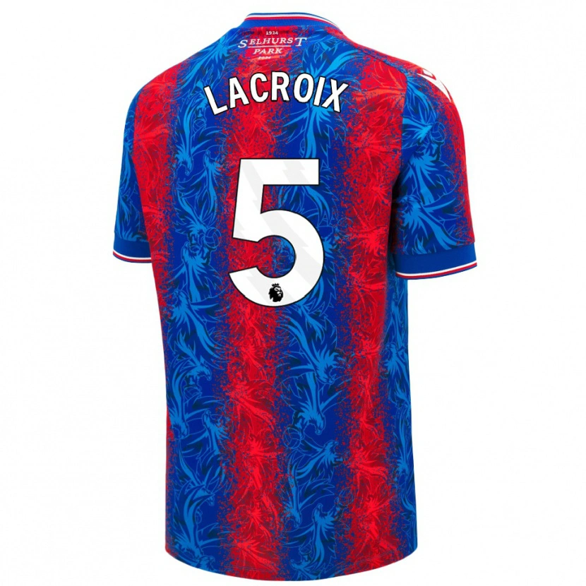 Danxen Mujer Camiseta Maxence Lacroix #5 Rayas Rojas Y Azules 1ª Equipación 2024/25 La Camisa