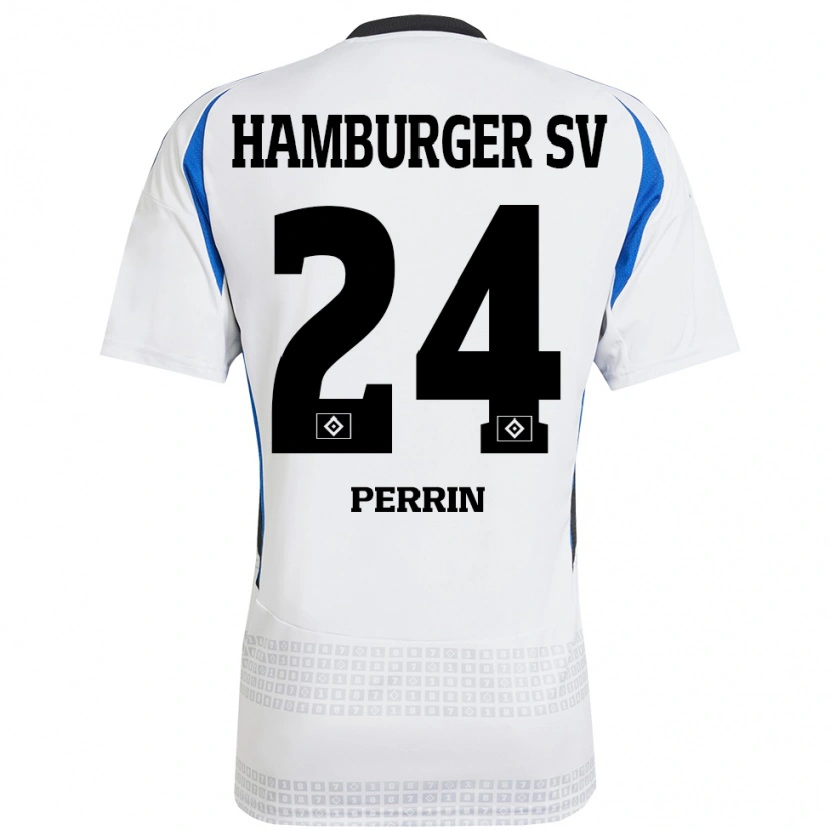 Danxen Mujer Camiseta Lucas Perrin #24 Blanco Azul 1ª Equipación 2024/25 La Camisa