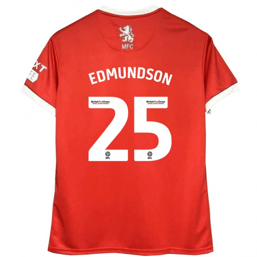 Danxen Mujer Camiseta George Edmundson #25 Rojo Blanco 1ª Equipación 2024/25 La Camisa