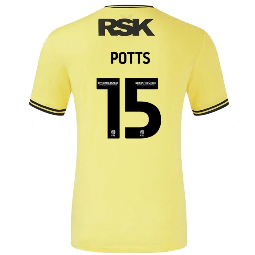 Danxen Mujer Camiseta Dan Potts #15 Amarillo Negro 2ª Equipación 2024/25 La Camisa