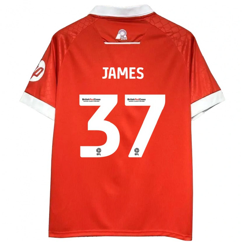 Danxen Mujer Camiseta Matty James #37 Rojo Blanco 1ª Equipación 2024/25 La Camisa