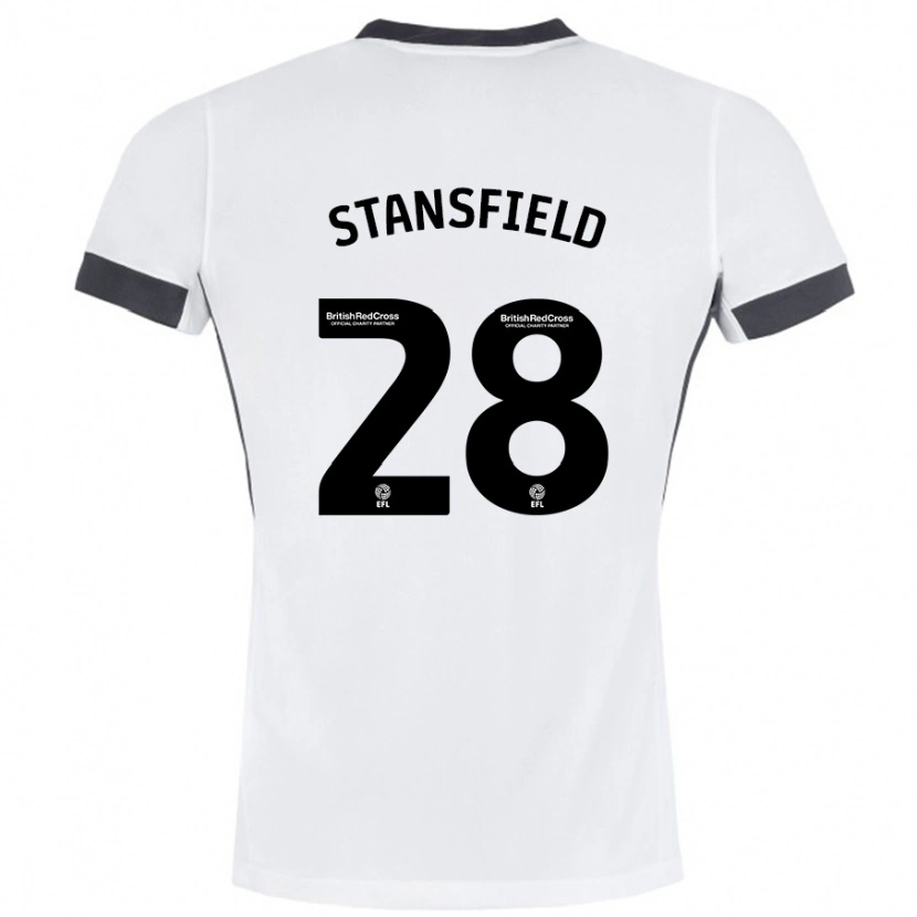 Danxen Mujer Camiseta Jay Stansfield #28 Blanco Negro 2ª Equipación 2024/25 La Camisa