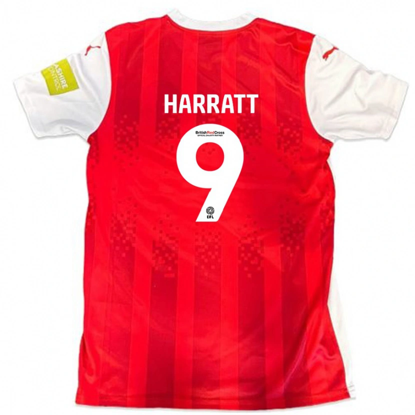 Danxen Mujer Camiseta Kian Harratt #9 Rojo Blanco 1ª Equipación 2024/25 La Camisa